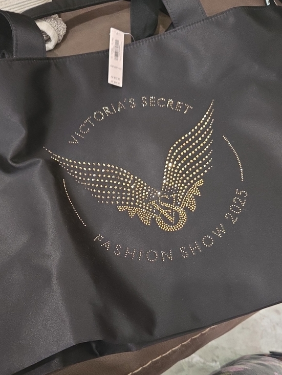 Victoria's Secret Handbags - Victoria's Secret Black Tote with Gold Wing Stud Design